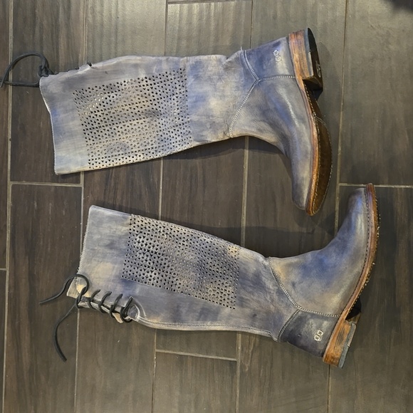 Bed Stu Cambridge Grey Distressed Leather Boots Sz 9.5 - Picture 2 of 10